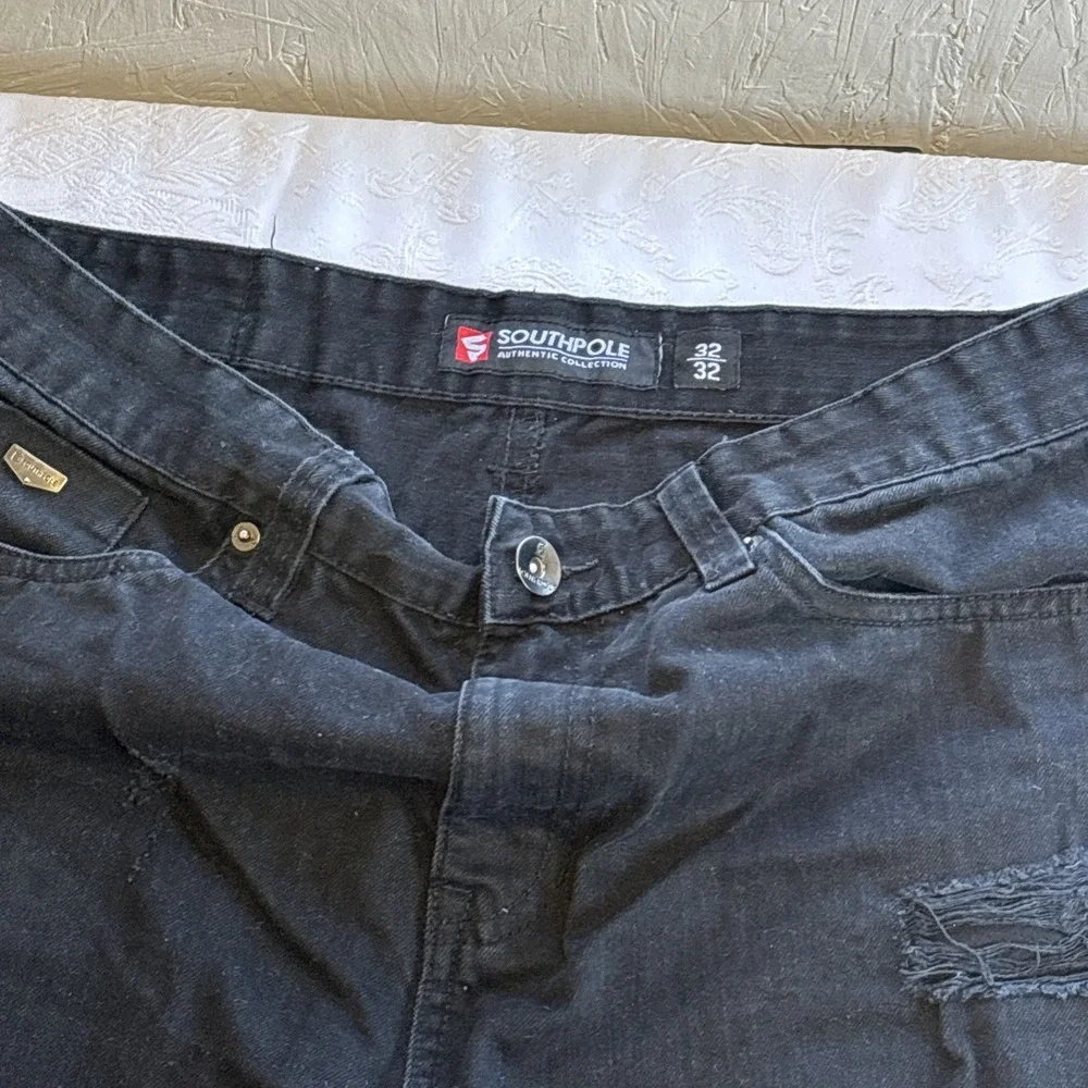 Southpole Jeans Mens 32x32 Deep‎ Black Relaxed Distressed Hip Hop Y2K
